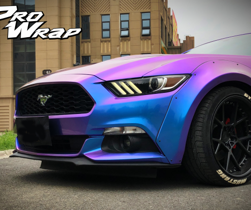 wrap xe, dán đổi màu xe Mustang wrap Chameleon Blue Purple