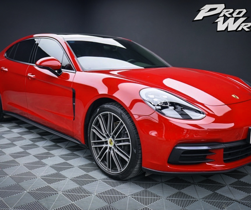 wrap xe, dán đổi màu xe porsche panamera wrap gloss red