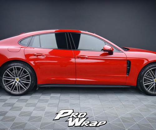 wrap xe, dán đổi màu xe porsche panamera wrap gloss red