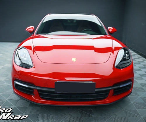 wrap xe, dán đổi màu xe porsche panamera wrap gloss red