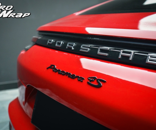 wrap xe, dán đổi màu xe porsche panamera wrap gloss red