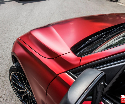 wrap xe, dán đổi màu xe BMW 328i wrap SATIN SMOLDERING RED