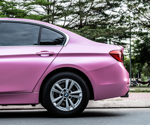 wrap xe - dán đổi màu xe BMW series 3 wrap satin pink metallic