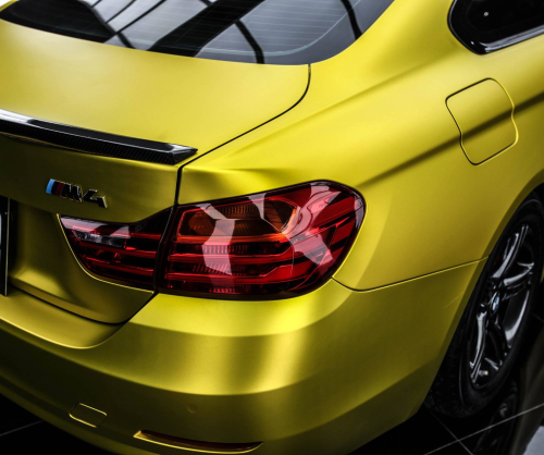wrap xe - dán đổi màu xe BMW series 4 wrap satin chrome gold