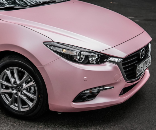 wrap xe - dán đổi màu xe Mazda 3 HB wrap satin sakura pink