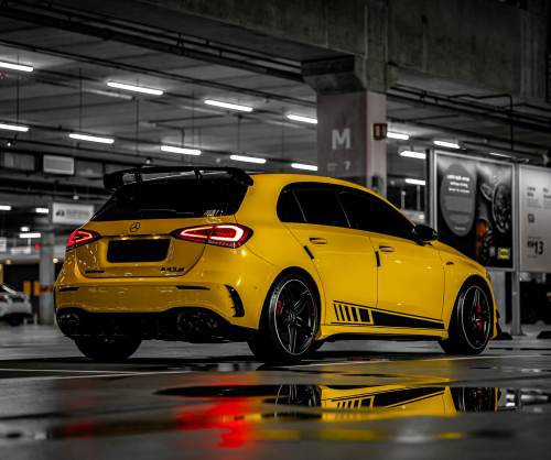 wrap xe - dán đổi màu xe Mercedes A45S Wrap Gloss Sunflower Yellow