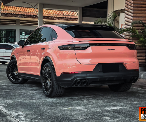 wrap xe, dán đổi màu xe Porsche Cayenne Wrap Gloss Piggy Bank