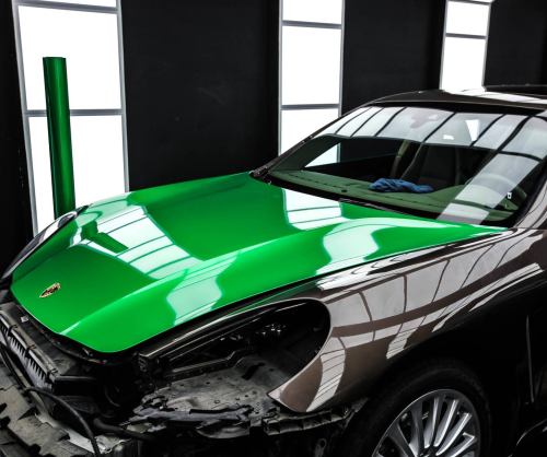 wrap xe, dán đổi màu xe Porsche Panamera wrap Gloss Green Metallic