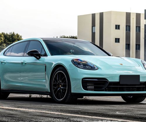 wrap xe, dán đổi màu xe Porsche Panamera Wrap Gloss Sky Blue