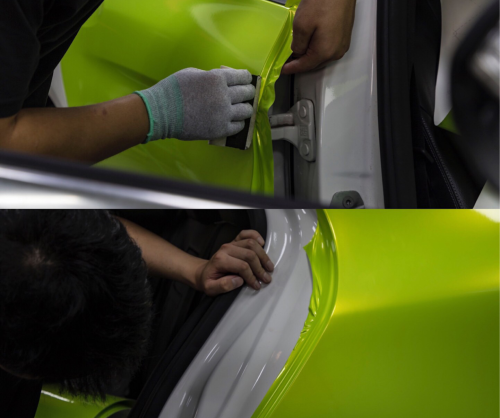 wrap xe - dán đổi màu xe mercedes c200 wrap chameleon fluorescent yellow