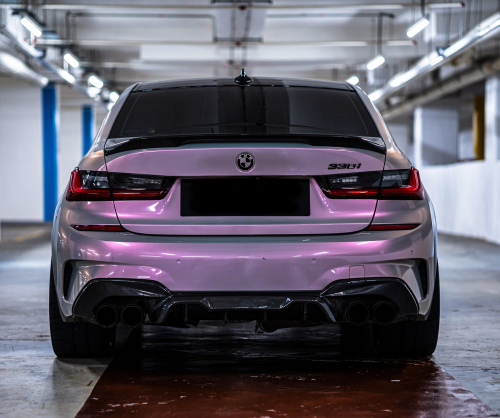 wrap xe, dán đổi màu xe BMW 330i Wrap Gloss Silver Sunset