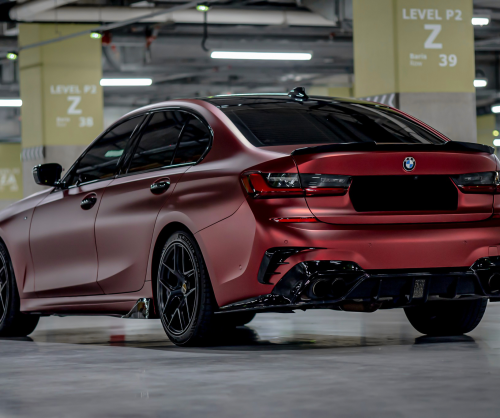 wrap xe, dán đổi màu xe BMW 330i Wrap Satin Dragon Blood