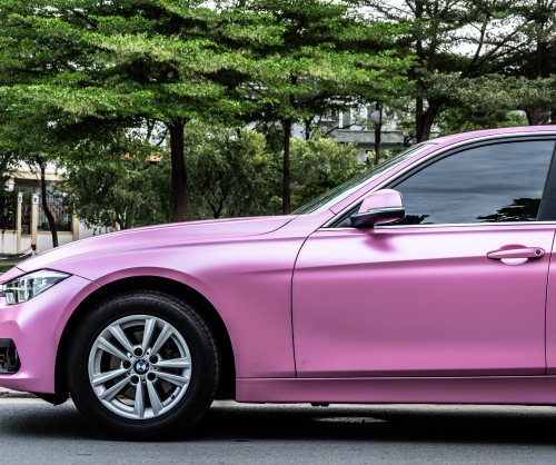 wrap xe - dán đổi màu xe BMW series 3 wrap satin pink metallic