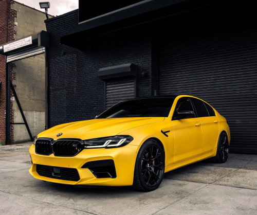 wrap xe - dán đổi màu xe BMW series 5 wrap satin yellow metallic