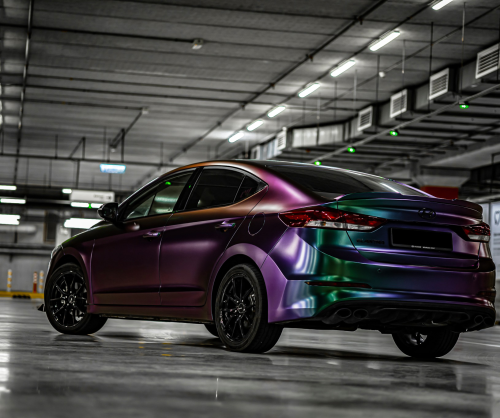 wrap xe - dán đổi màu xe Hyundai Elantra Wrap Matte Purple Malachite