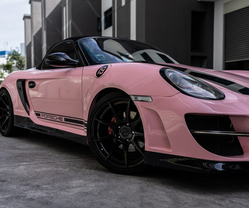 wrap xe, dán đổi màu xe Porsche Boxster S Wrap Gloss Sakura Pink