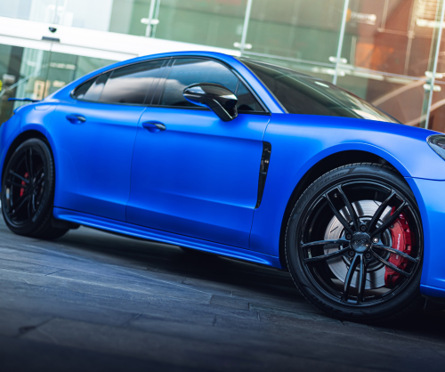 wrap xe, dán đổi màu xe Porsche Panamera Wrap Satin Velvet Blue