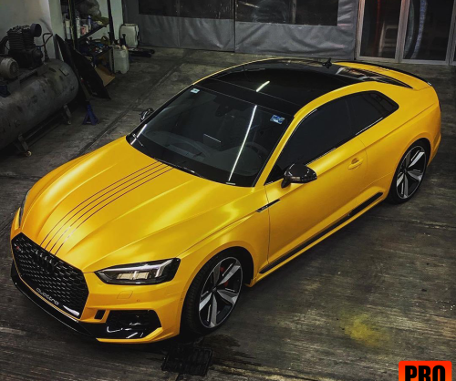 wrap xe, dán đổi màu xe Audi A5 wrap satin yellow metallic