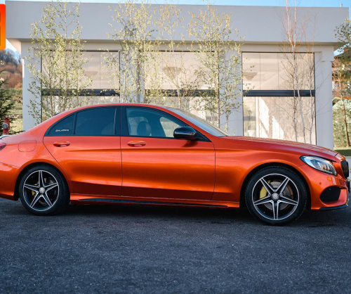 wrap xe - dán đổi màu xe Mercedes C200 wrap gloss Paprika Orange