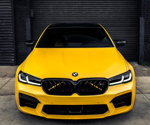 wrap xe - dán đổi màu xe BMW series 5 wrap satin yellow metallic