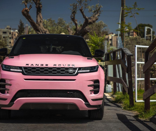 wrap xe, dán đổi màu xe Range Rover Evoque wrap gloss pink