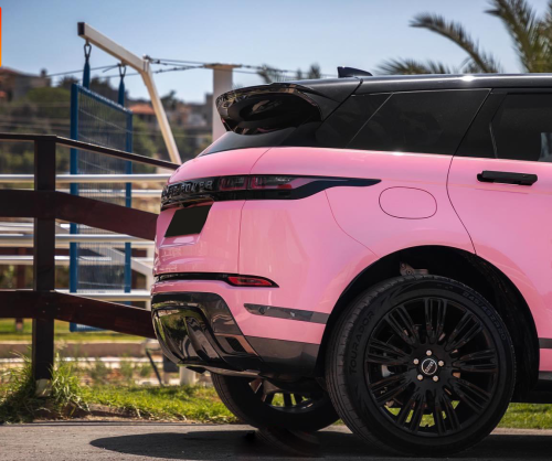 wrap xe, dán đổi màu xe Range Rover Evoque wrap gloss pink