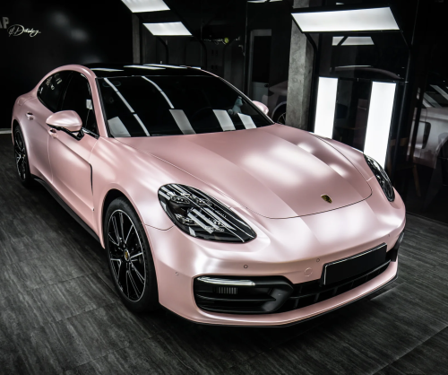 Dán đổi màu xe Porsche Panamera Satin Sakura Pink