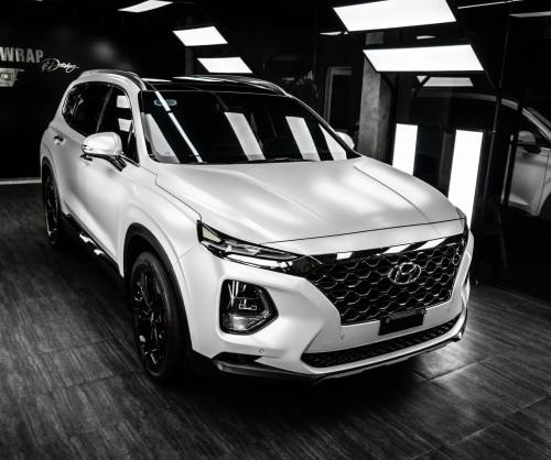 Dán đổi màu xe Hyundai Santa Fe Satin Pearl White