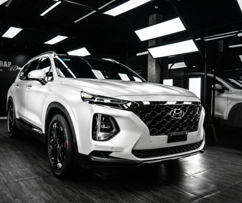 Dán đổi màu xe Hyundai Santa Fe Satin Pearl White