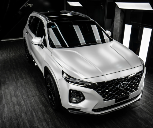 Dán đổi màu xe Hyundai Santa Fe Satin Pearl White