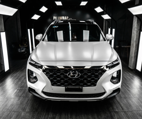 Dán đổi màu xe Hyundai Santa Fe Satin Pearl White