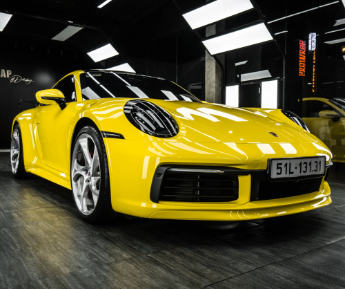 Dán đổi màu xe Porsche 911 Gloss Racing Yellow