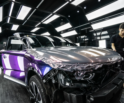 Dán đổi màu xe VinFast VF8 Gloss Chameleon Blue Purple & Sunset