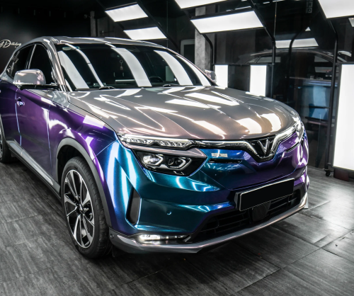 Dán đổi màu xe VinFast VF8 Gloss Chameleon Blue Purple & Sunset