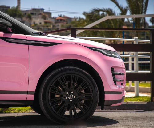 wrap xe, dán đổi màu xe Range Rover Evoque wrap gloss pink