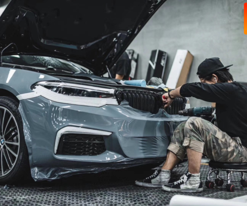 wrap xe, dán đổi màu xe BMW 530 wrap gloss cement gray
