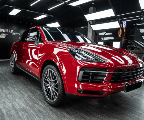 Dán đổi màu xe Porsche Cayenne Gloss Blush Red