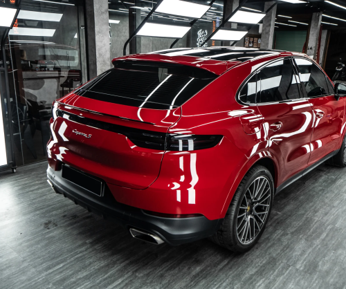 Dán đổi màu xe Porsche Cayenne Gloss Blush Red