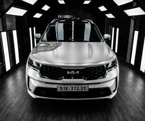 Dán đổi màu xe Kia Sorento Satin Pearl White
