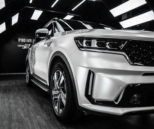 Dán đổi màu xe Kia Sorento Satin Pearl White
