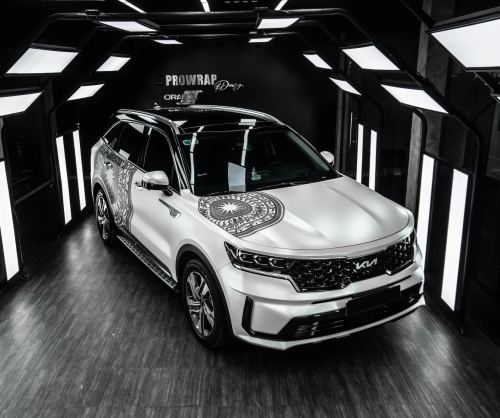 Dán đổi màu xe Kia Sorento Satin Pearl White