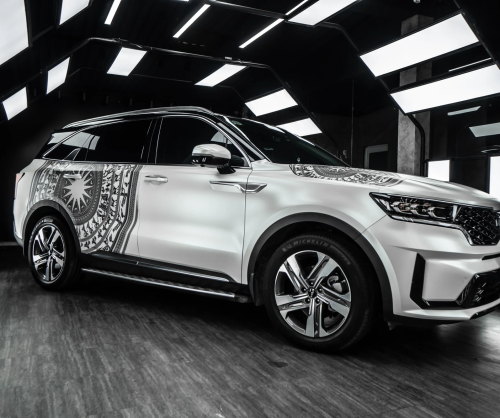 Dán đổi màu xe Kia Sorento Satin Pearl White