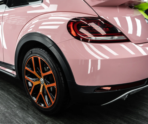 Dán đổi màu xe Volkswagen Beetle Two Tone Lime Green & Pastel Pink