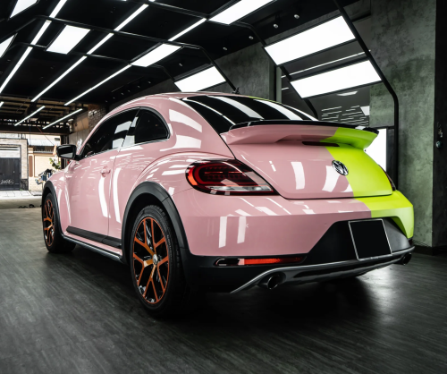 Dán đổi màu xe Volkswagen Beetle Two Tone Lime Green & Pastel Pink