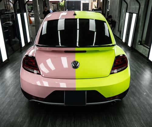 Dán đổi màu xe Volkswagen Beetle Two Tone Lime Green & Pastel Pink