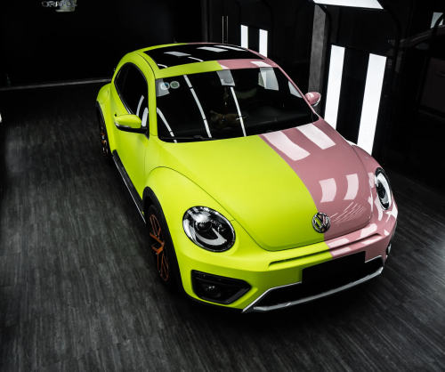 Dán đổi màu xe Volkswagen Beetle Two Tone Lime Green & Pastel Pink