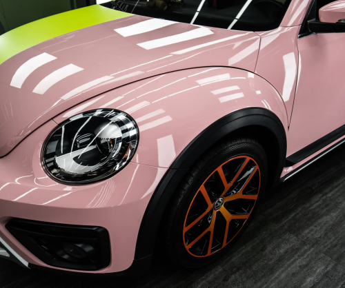Dán đổi màu xe Volkswagen Beetle Two Tone Lime Green & Pastel Pink