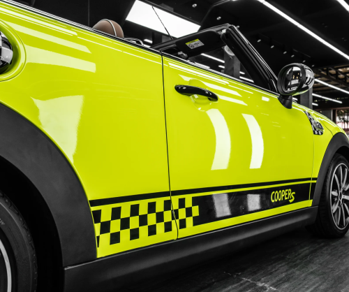 Dán đổi màu xe Mini Cooper S 3 cửa Gloss Neon Yellow