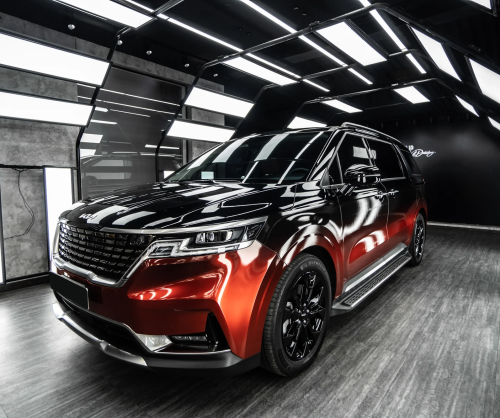 Dán đổi màu xe Kia Carnival Ombre Orange & Black