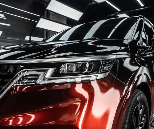 Dán đổi màu xe Kia Carnival Ombre Orange & Black